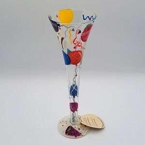 LOLITA NWT Champagne Glass Hand Painted Celebration Recipe on Bottom